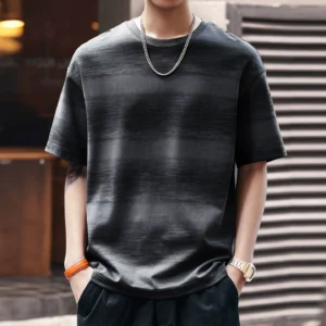 格蓝鹿美式复古渐变条纹凉感短袖t恤男夏季潮牌宽松休闲男士上衣 870377404444.webp