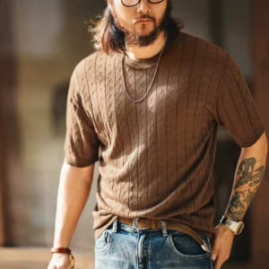 格蓝鹿美式老钱风提花针织短袖t恤毛衣男羊毛混纺春夏款圆领上衣 1018702821378.webp