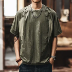 格蓝鹿高端撞色拼接短袖t恤男夏季薄款潮牌宽松休闲透气凉感上衣 1039856338552.webp